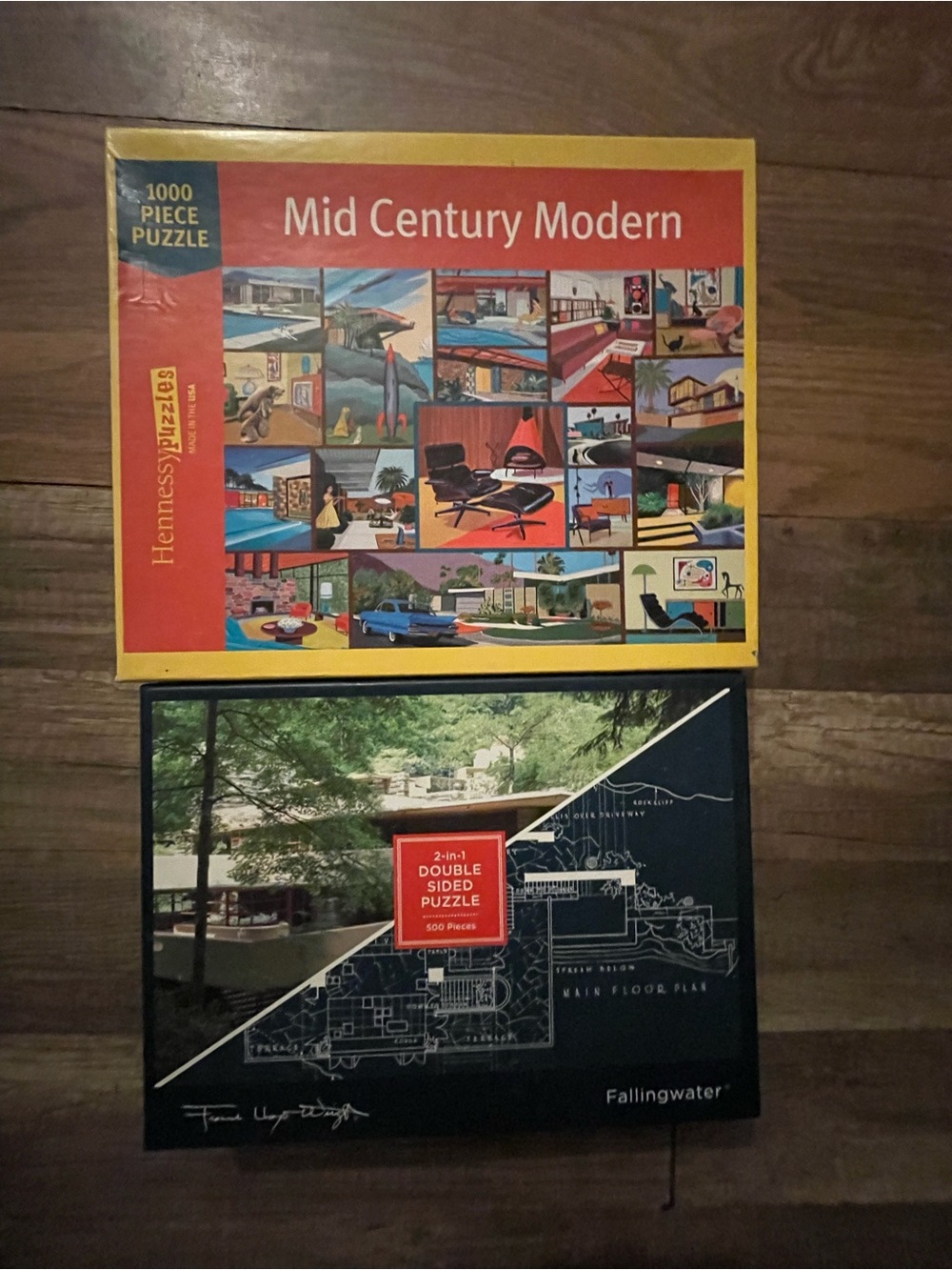Hennessey Mid Century Modern Puzzle - Yellow and Red Artwork